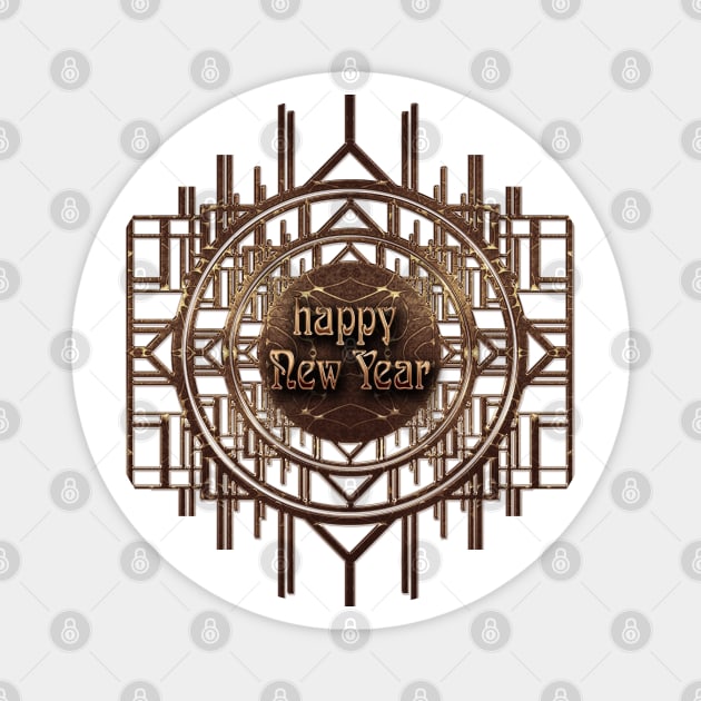 Happy New Year in Gold Art Deco Vintage Magnet by designsbyxarah